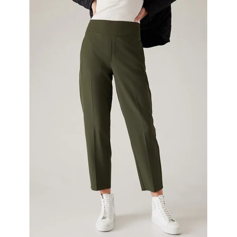 Athleta‎ Endless Pants Women's 0 Aspen Olive High Rise Stretch Travel Work Ankle